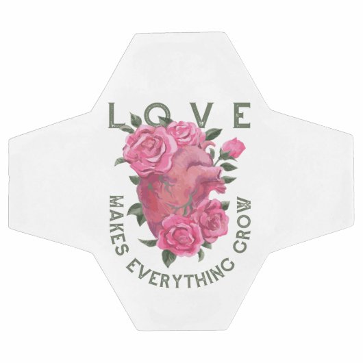 愛は成長すべてを作る – ロマンチックなフローラアート サッカーボール (フラット)