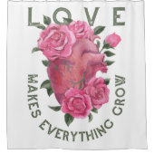 愛は成長すべてを作る – ロマンチックなフローラアート シャワーカーテン (正面)