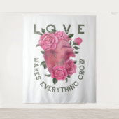 愛は成長すべてを作る – ロマンチックなフローラアート タペストリー (正面)