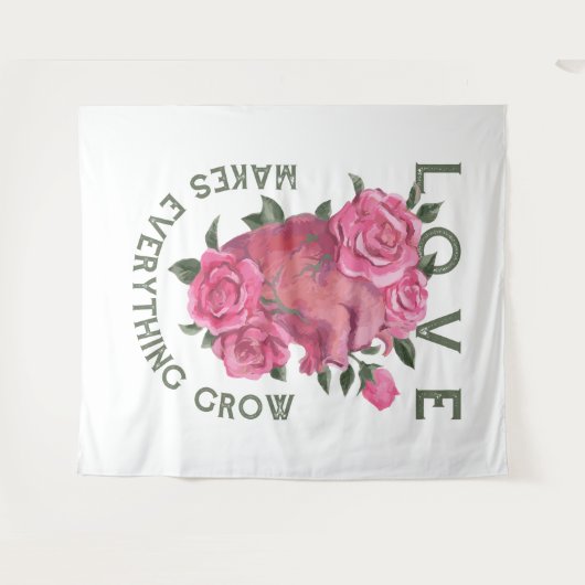 愛は成長すべてを作る – ロマンチックなフローラアート タペストリー (正面(横))