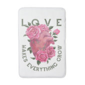 愛は成長すべてを作る – ロマンチックなフローラアート バスマット (正面縦)