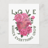 愛は成長すべてを作る – ロマンチックなフローラアート ポストカード (正面)