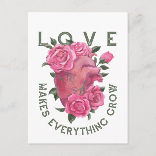 愛は成長すべてを作る – ロマンチックなフローラアート ポストカード (正面)