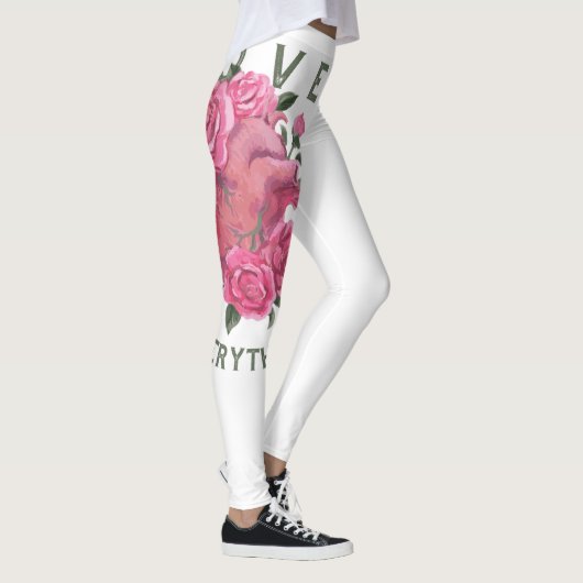 愛は成長すべてを作る – ロマンチックなフローラアート レギンス (右)