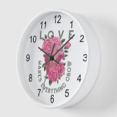 愛は成長すべてを作る – ロマンチックなフローラアート 壁時計 (傾斜)