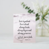 愛は我慢強いバイブル聖句海ビーチ結婚式 ポストカード (スタンド正面)