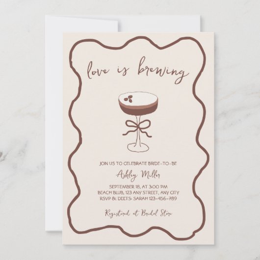 愛は手描きエスプレッソ・マルティーニを醸造している 招待状 (正面)