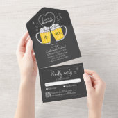 愛は手描きビアグラス結婚の オールインワン招待状 (貼ってはがせる)