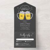 愛は手描きビアグラス結婚の オールインワン招待状 (内側)