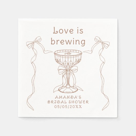 愛は手描きブライダルシャワー スタンダードカクテルナプキン (正面)