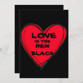 愛は新しい黒いハート – バレンタインデーのカード サンキューカード (正面/裏面)