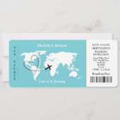 愛は旅の世界地図テーマ結婚 招待状 (正面)