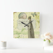 愛は時間を知っていません スクエア壁時計 (ホーム)