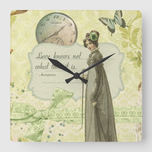 愛は時間を知っていません スクエア壁時計 (正面)