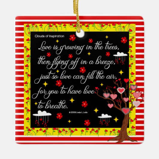 愛は木々の中で成長しているオーナメント セラミックオーナメント (正面)