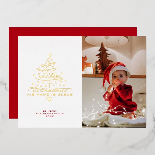 愛は木生まれ箔クリスマスカード 箔シーズンカード (正面/裏面)