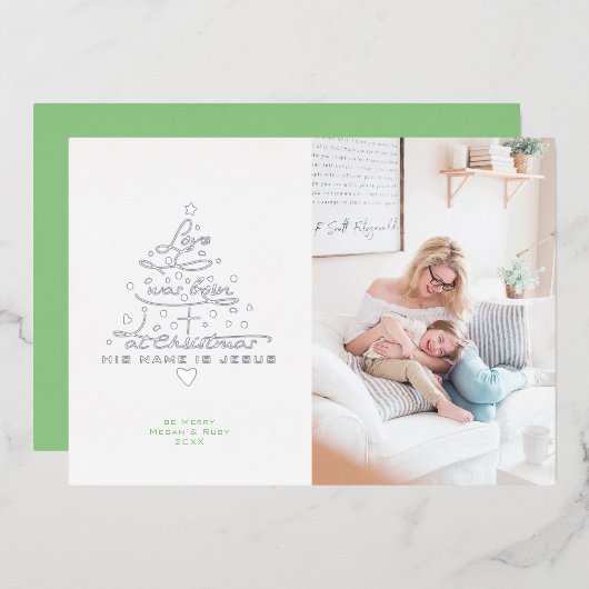 愛は木生まれ箔クリスマスカード 箔シーズンカード (正面/裏面)