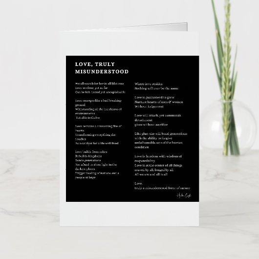 愛は本当に誤解された愛の詩の詩 箔グリーティングカード (正面)