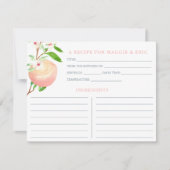 愛は桃のシャワーレシピカードとして甘い 招待状 (正面)