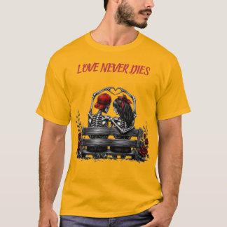 愛は死なず - ゴシックスケルトンのカップル永遠に Tシャツ