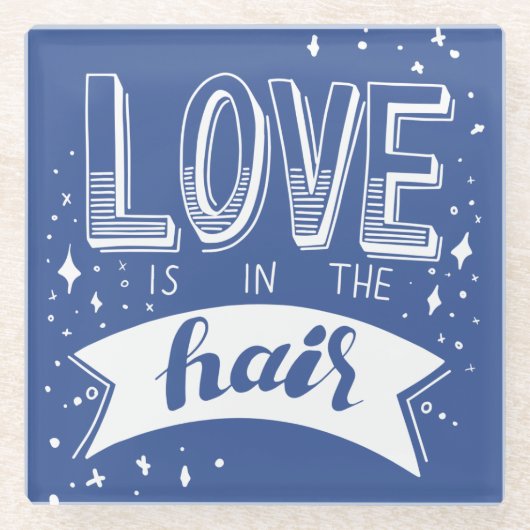 愛は毛にあります ガラスコースター (正面)