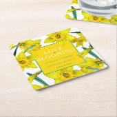 愛は水彩黄色の春の結婚式  スクエアペーパーコースター (アングル)