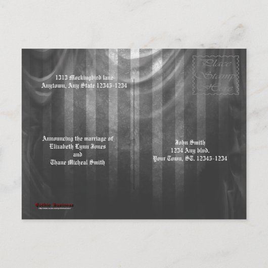 愛は永遠のゴシック結婚様式の象徴 案内ポストカード (裏面)