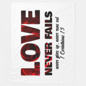 愛は決してクリスチャンのバレンタインに失敗しない フリースブランケット (正面)