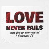 愛は決してクリスチャンのバレンタインに失敗しない フリースブランケット (正面(横))