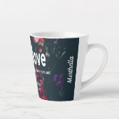 愛は決してクリスチャンのフローラを失わないパーソナライズされた カフェラテマグ (右)