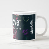 愛は決してクリスチャンのフローラを失わパーソナライズされたない ジャンボコーヒーマグカップ (右)