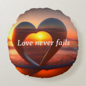 愛は決してラウンド枕ハートビーチ夕日 ラウンドクッション (正面)