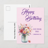 愛は決して失敗しないクリスチャンの誕生日グリーティング ポストカード (正面/裏面)