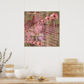 愛は決して失敗しないコーンフラワーのコラージュ ポスター (キッチン)