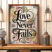 愛は決して失敗しないヴィンテージクリスチャンウォールアートプリント ポスター