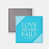 愛は決して失敗しない1コリント13:8青い聖なる書物、 経典 マグネット (正面/裏面)