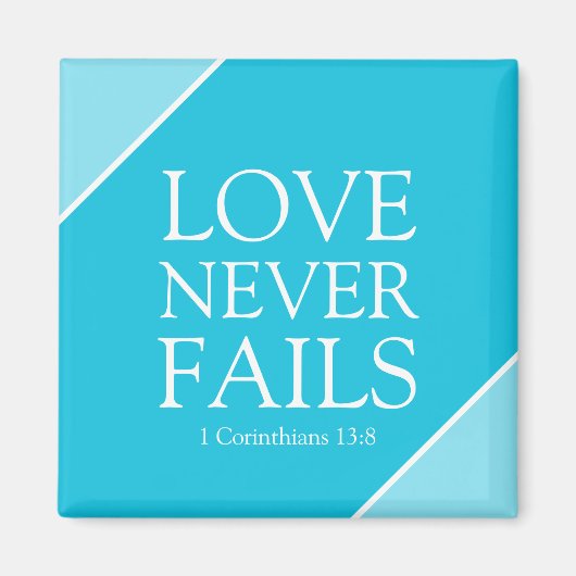 愛は決して失敗しない1コリント13:8青い聖なる書物、 経典 マグネット (正面)
