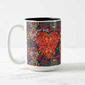 「愛は決して失敗しない」カラフルペイズリーハート ツートーンマグカップ (左)