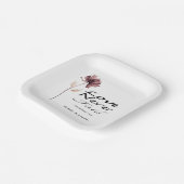 愛は決して失敗しない バイブル ワインレッド フラワー ウェディング ペーパープレート (傾斜あり)