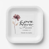 愛は決して失敗しない バイブル ワインレッド フラワー ウェディング ペーパープレート (正面)