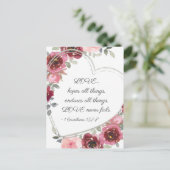 愛は決して失敗しない バレンタインデーの感動メッセージ ポストカード (スタンド正面)