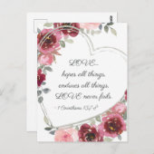 愛は決して失敗しない バレンタインデーの感動メッセージ ポストカード (正面/裏面)