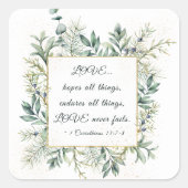 愛は決して失敗しない 聖書 エレガントなグリーン スクエアシール (正面)