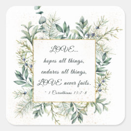 愛は決して失敗しない 聖書 エレガントなグリーン スクエアシール