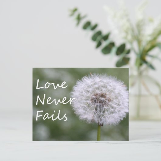 愛は決して失敗しないDandelion1コリント13 ポストカード (スタンド正面)