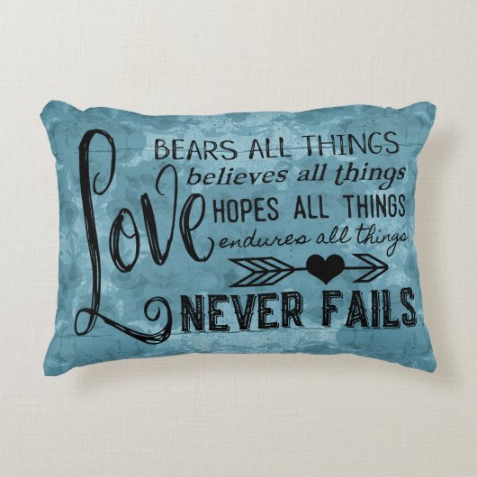 愛は決して失敗しません枕(フランスのな青)を アクセントクッション (正面)