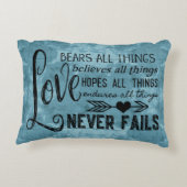 愛は決して失敗しません枕(フランスのな青)を アクセントクッション (裏面)