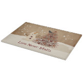 愛は決して溶けない雪だるまガラスの切断ボード カッティングボード (角)