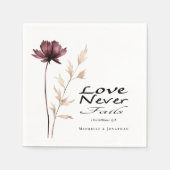 愛は決して聖書のブルゴーニュの花結婚の スタンダードカクテルナプキン (正面)