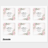 愛は決して聖書の聖句ピンクの花の緑を失敗しない スクエアシール (シート)